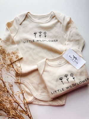 Little Wildflower Onesie | Floral Baby Bodysuit | Baby Girl Outfit | Handmade Gift - image2